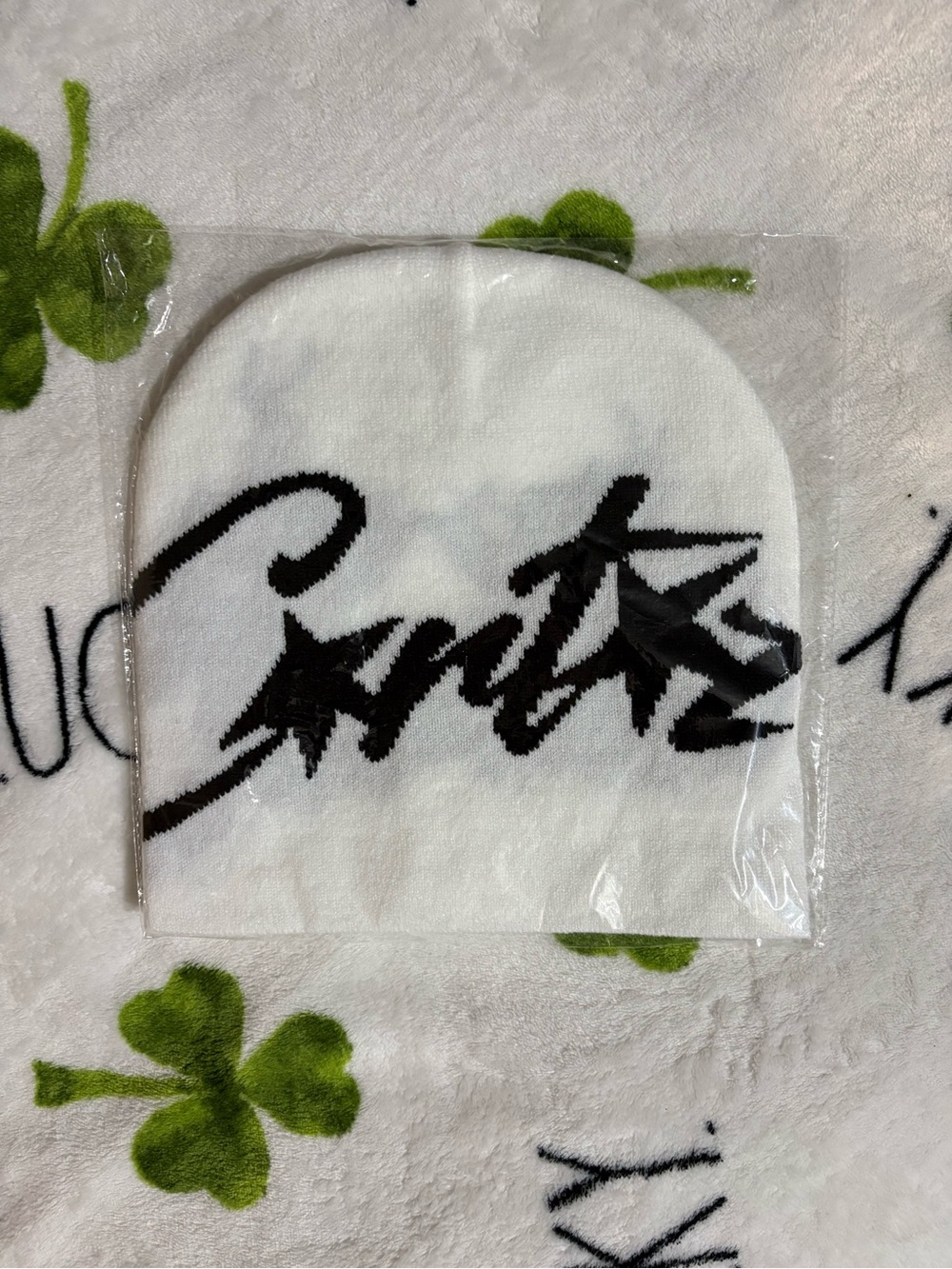 NWT Corteiz CStar Knit Beanie White Black - One Size